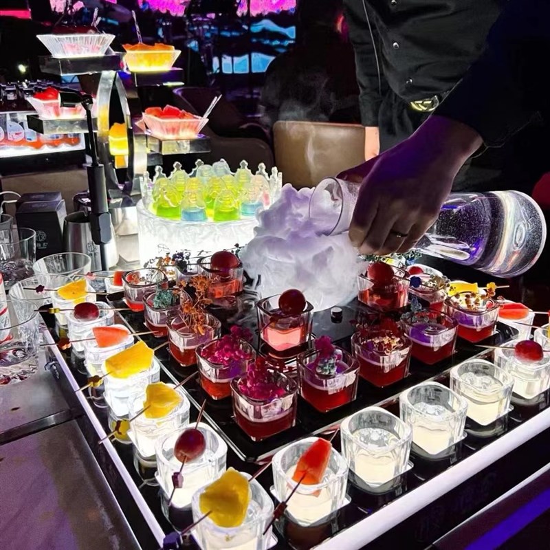 发光七彩四方杯鸡尾酒酒架网红酒馆酒具斗K酒杯酒吧亚克力杯架套