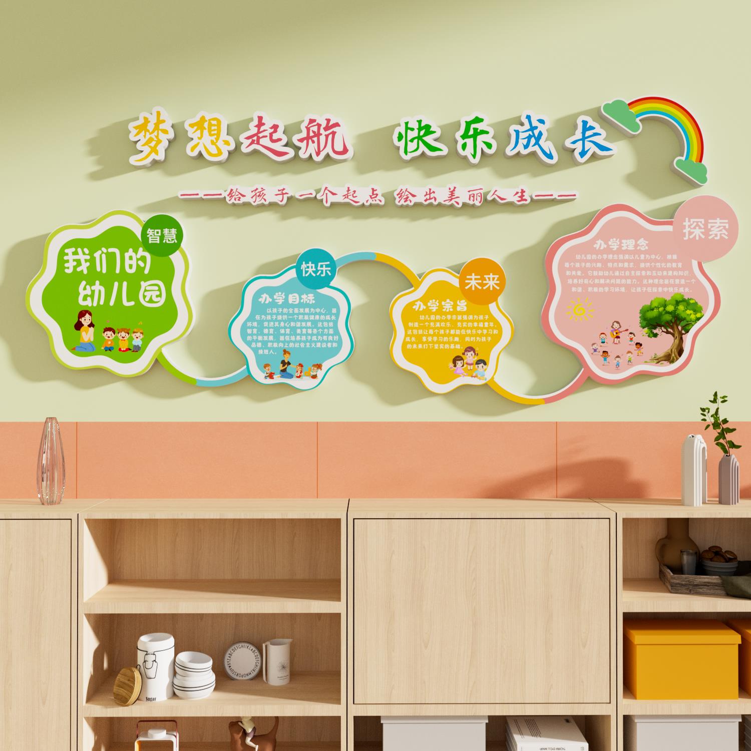 幼儿园开学季新学期仪式感氛围场景布置大厅主题文化墙面装饰高级