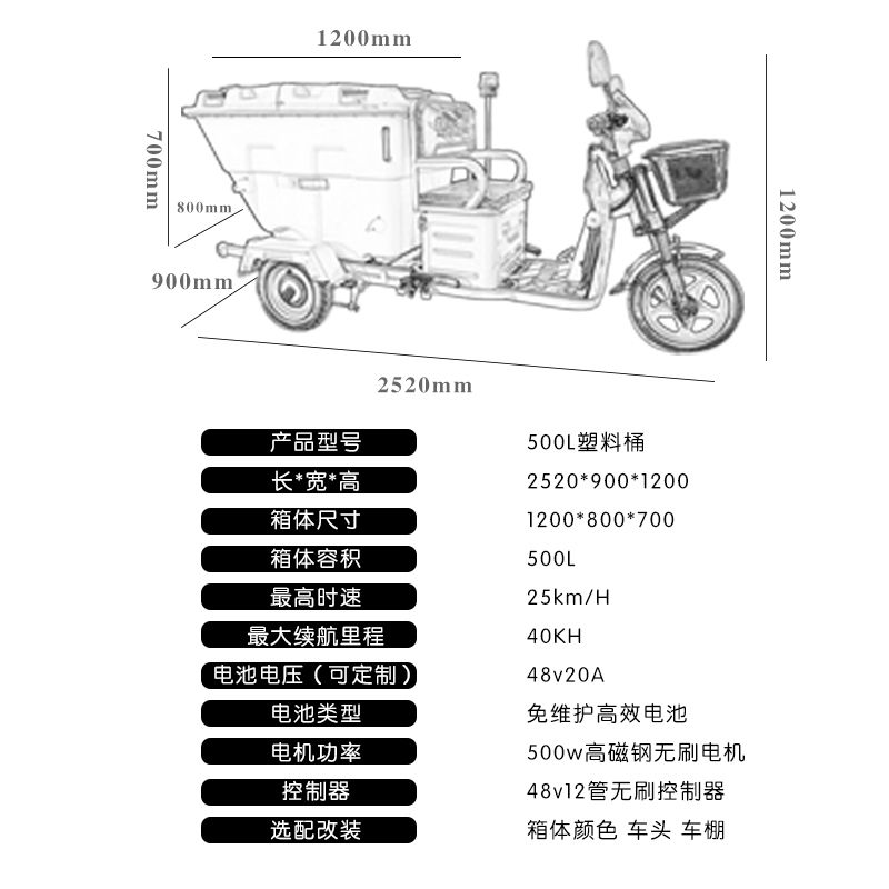 电动环卫车保洁三轮车垃