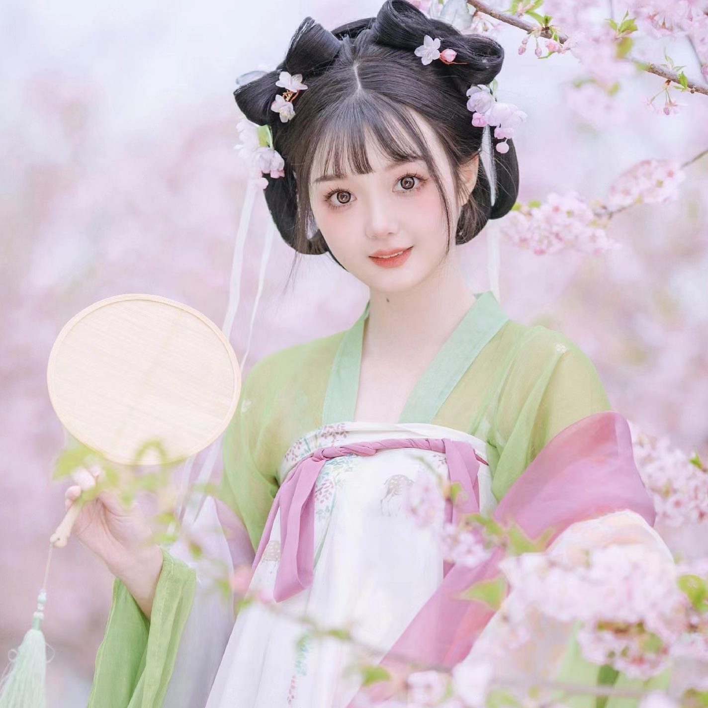 团扇捉妖记汤唯同款古风长柄扇子汉服摄影手工竹编扇拍照挡脸神器