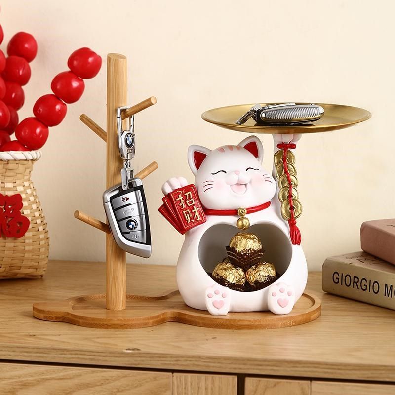 招财猫摆件钥匙收纳入户门口玄关鞋柜客厅装饰品送人乔迁新居礼品,家居饰品,桌面摆件,淘宝优惠券,粉丝福利购,淘宝优惠卷