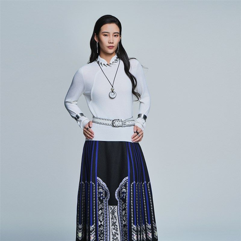 浒城古娘春季新款女装羊毛修身长袖新中式针织衫内搭上衣女款春秋