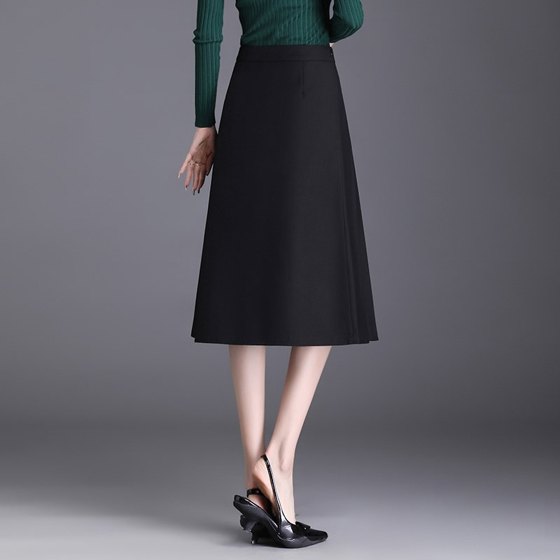 灰色西装半身裙女a字裙中长款2024春秋新款百褶裙设计感垂感裙子