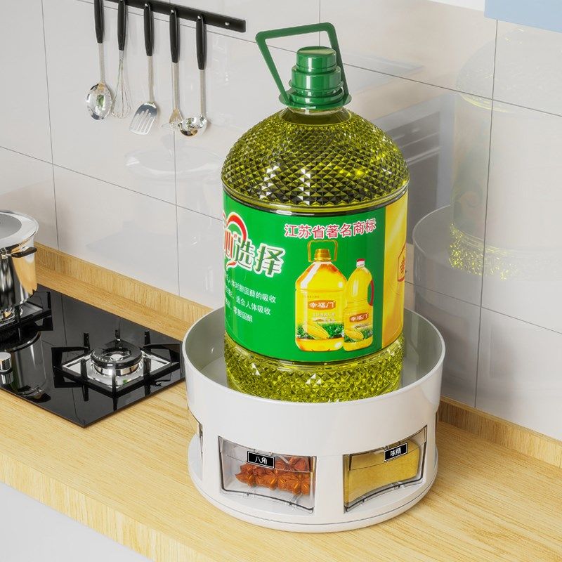 厨房旋转调料盒一体多格调味料佐料收纳台面调料油盐酱醋瓶置物架,厨房/烹饪用具,调料置物架,淘宝优惠券,粉丝福利购,淘宝优惠卷