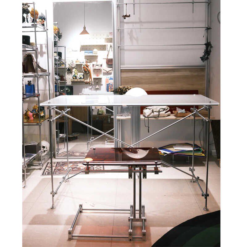 服装店流水台不锈钢光轴中岛饰品展示桌陈列道具中间摆放亚克力桌,住宅家具,桌子,淘宝优惠券,粉丝福利购,淘宝优惠卷