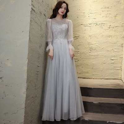 主持人学生艺考晚礼服女2024新款优雅气质年会宴会聚会长款礼服裙