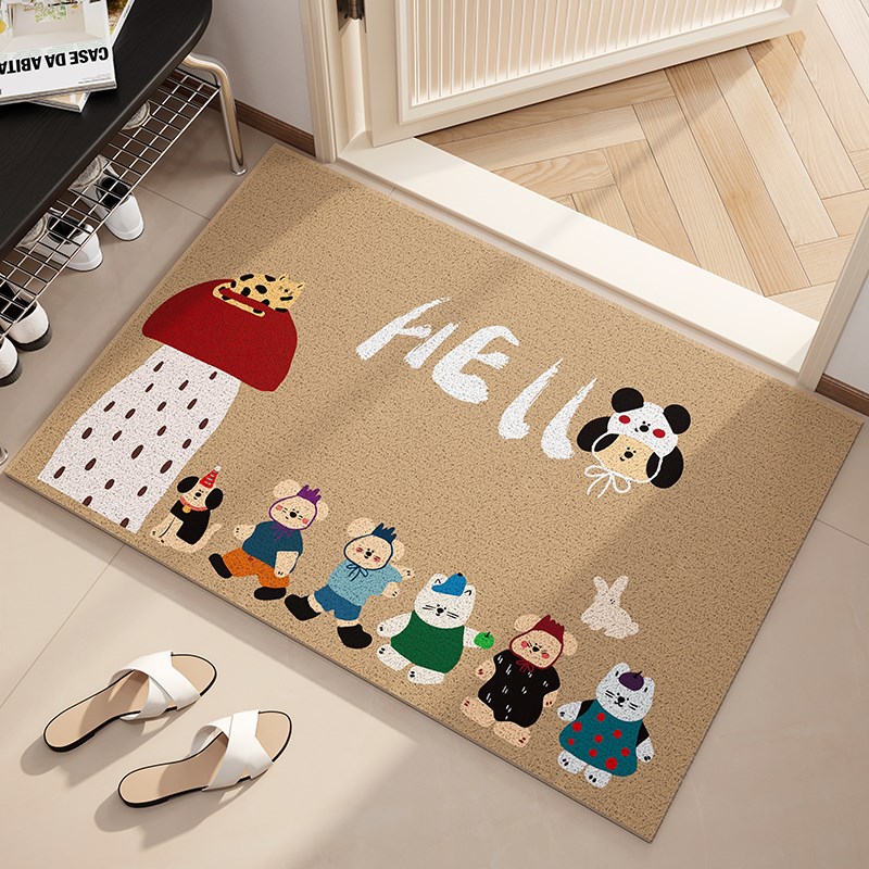 卡通入户门地垫可裁剪丝圈门垫玄关进门蹭土防滑脚垫家用耐脏地毯