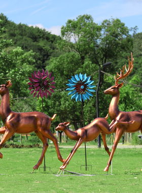 玻璃钢白色梅花鹿雕塑摆件售楼部营销中心景区公园草坪造景装饰品