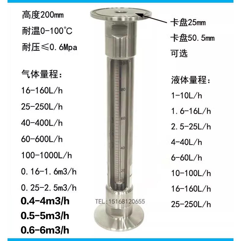 卫生型流量计 304不锈钢流量计 LZB-WS快装型流量计 玻璃转子流