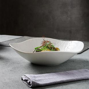 家用餐厅盘 陶瓷餐具简易汤盘异形不规则圆碗深盘炒菜热菜特色中式