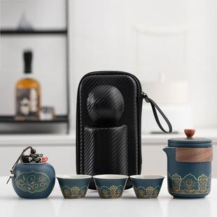 户外喝茶泡茶杯家用一壶三杯功夫茶壶便携式 旅行茶具套装 包快客杯