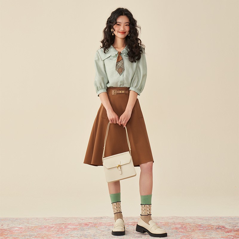 PIT复古法式高腰垂感气质半身裙女2024秋季新款百搭设计感A字裙