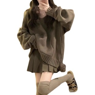 茶系穿搭一整套秋冬装奶糯风小个子毛衣半身裙子显瘦韩剧两件套装