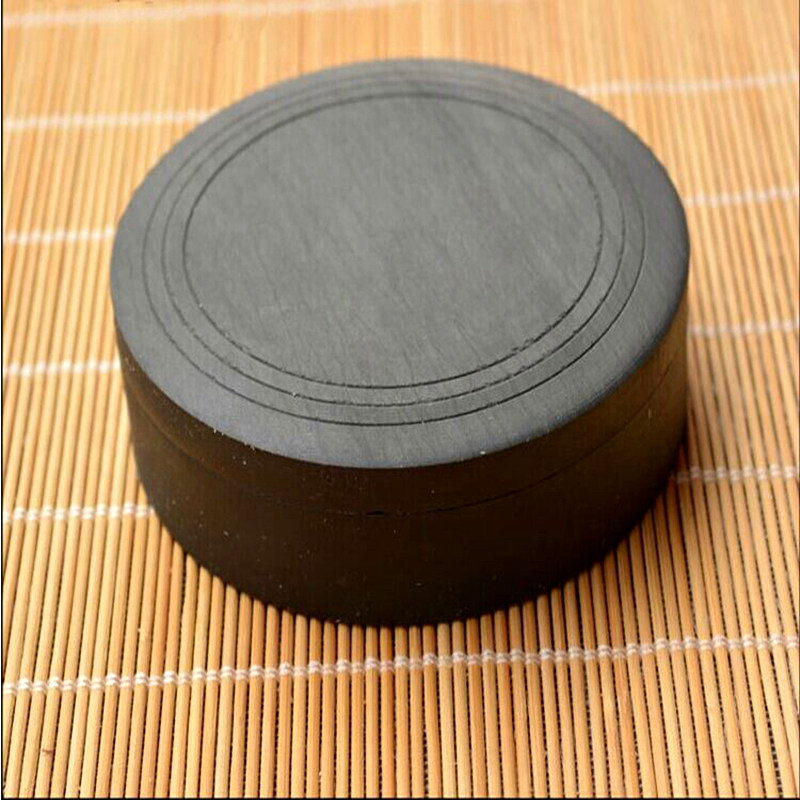 包邮4寸带盖罗纹砚 学生砚台书法书画墨盒精品原石端砚四寸螺纹砚