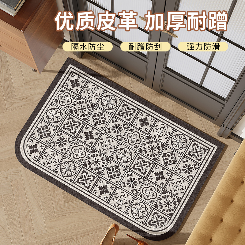 轻奢高级感入户门地垫玄关皮革防滑脚垫子进门门口门垫家用可裁剪