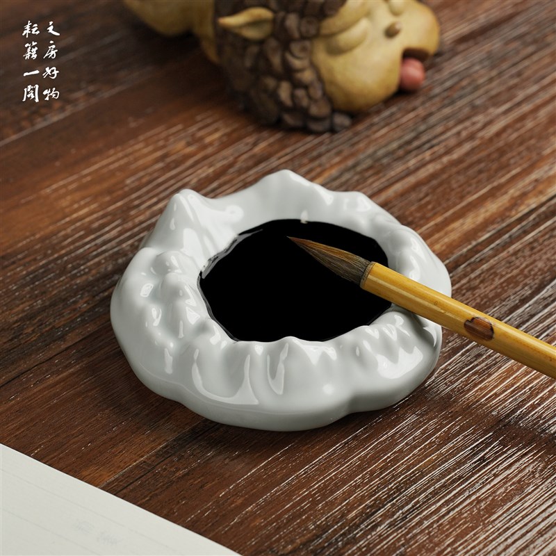 陶瓷墨碟书法笔山笔搁多功能毛笔墨蝶墨盘文房四宝砚台墨汁碟笔舔
