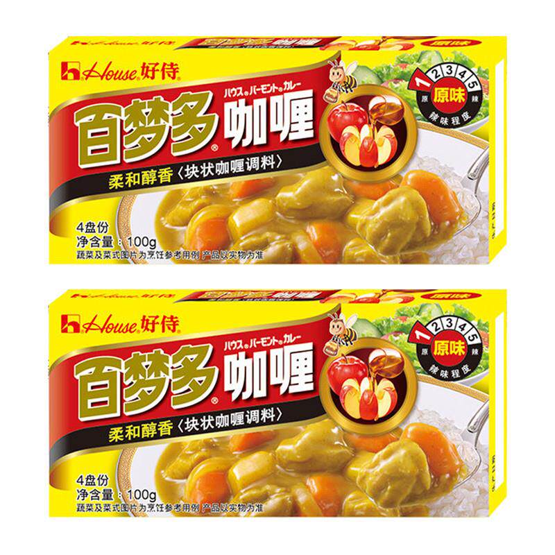 现货好侍黄咖喱块原味100g 咖王百梦多不辣 日式调料粉鸡肉饭家用