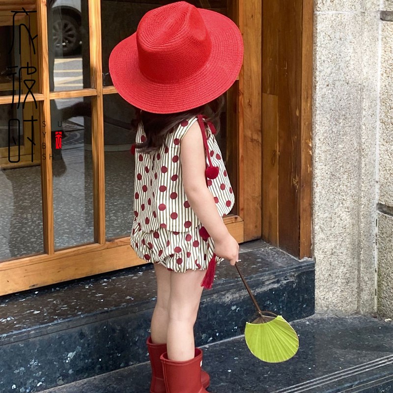 素衣彼时2384夏女童花苞短裤套装样板韩版背心上衣两件套服装纸样