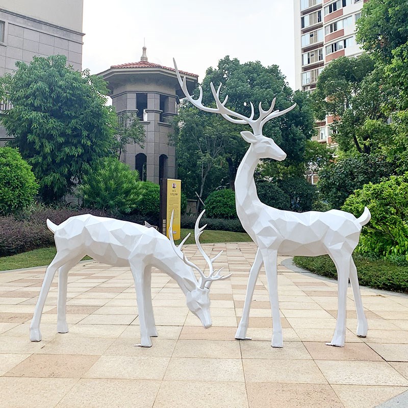 玻璃钢几何鹿雕塑摆件户外花园林景观仿真动物梅花鹿X美陈装饰小图片