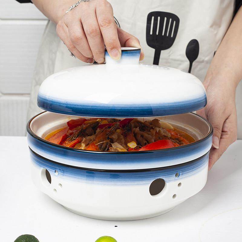 陶瓷蜡烛加热炉菜盘子家用酒精加热底座保温鱼盘商用干锅明炉餐具