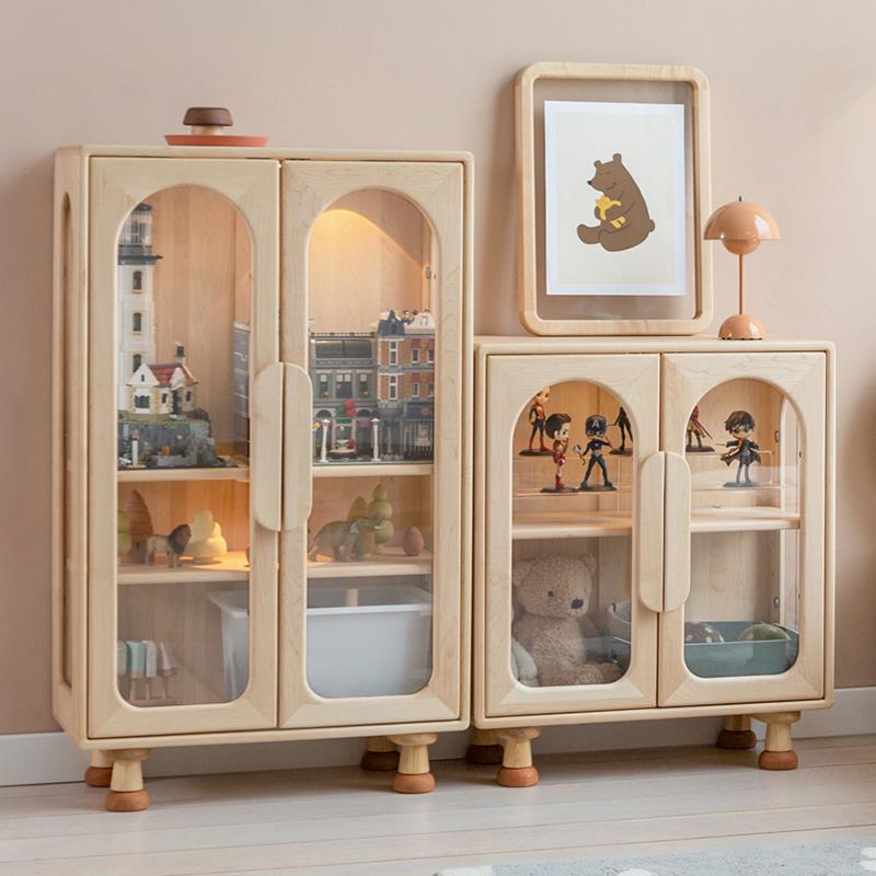 孩在 展示柜对开门款 实木手办柜青少年儿童储物柜书柜实木收藏柜