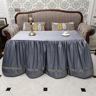 新款加绒加厚烤火被可拆洗大裙摆电取暖炉罩套长方形布罩烤火架被