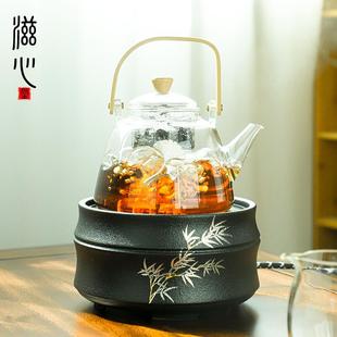 电陶炉煮茶炉煮茶器玻璃全自动煮茶壶茶具套装 莺歌烧日式 静音家用