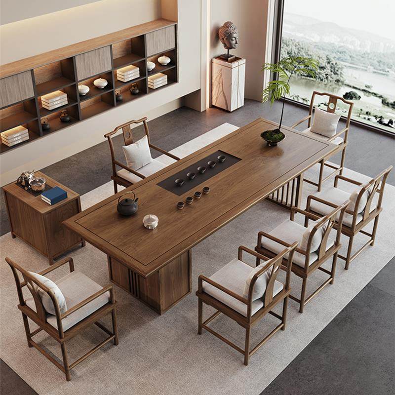 新中式茶桌椅组合一桌五椅禅意客厅泡茶桌烧水壶一体嵌入式办公室,住宅家具,家用茶台/茶桌,淘宝优惠券,粉丝福利购,淘宝优惠卷