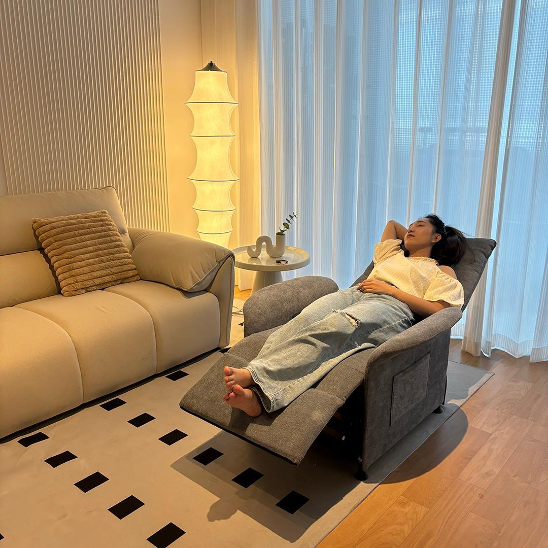 可躺懒人沙发多功能电动单人沙发懒人休闲椅钢架零重力上万次测试