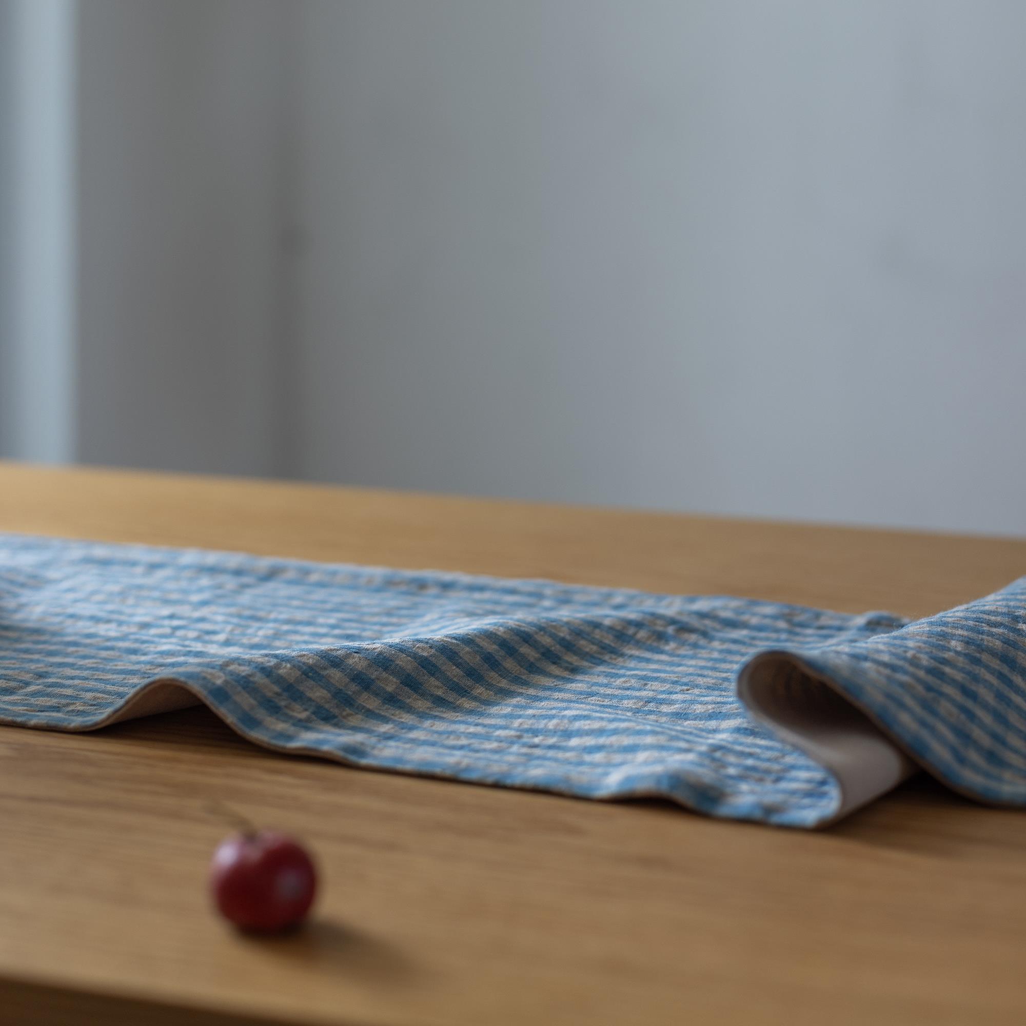 【小格格】亚麻桌旗茶席茶盘茶具布垫床旗简约复古格子定制尺寸