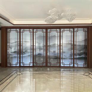 隔断门新中式实木推拉格子门客厅阳台卧室房间隔断吊轮门折叠门窗