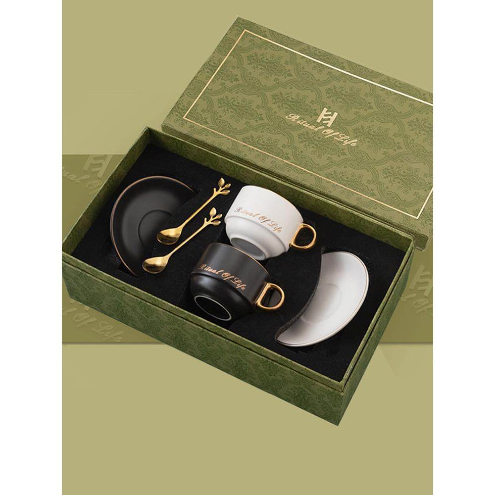 轻奢陶瓷咖啡杯子套装高档精致咖啡杯情侣套装一对咖啡杯高档精致