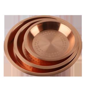 中式紫铜盆紫铜盘蒸鸡盆纯铜盘平盘菜盘厚红铜餐具海鲜盘铜器皿