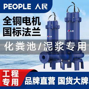 法兰污水泵380v三相抽水泵抽粪泥浆无堵塞大流量排污潜水泵