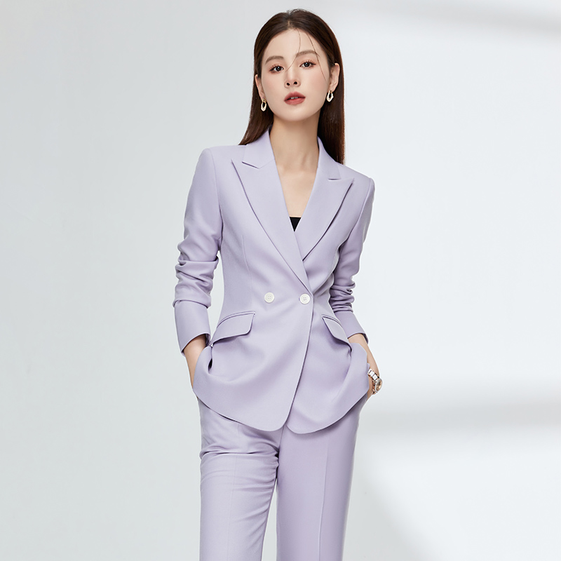紫色休闲西装套装女高级感职业正装时尚气质女神范工作服西服外套