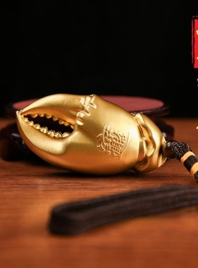 纯铜手中有钱手里有钳手把件挂件把玩招财进宝摆件黄铜蟹钳送礼品