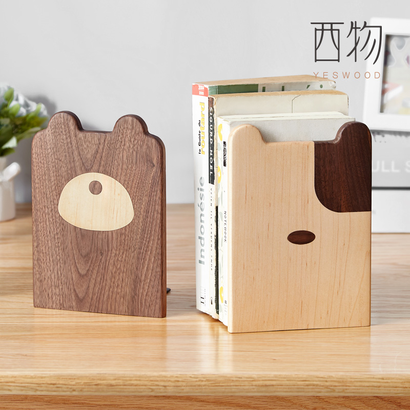 源氏木语西物实木书立架桌面儿童书夹学生收纳阅读架卡通书架置物