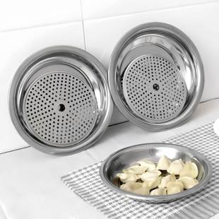 不锈钢饺子盘沥水双层盘蒸装水饺盘子家用盛饺子托盘圆形蒸盘果盘