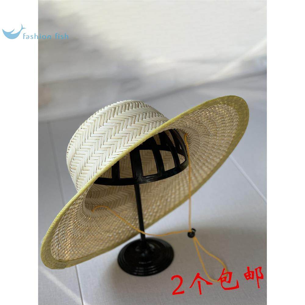 竹编遮阳帽大沿采茶凉帽出游太阳帽劳保农民草帽子男士户外钓鱼帽