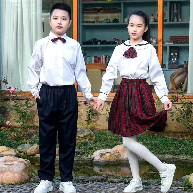 深圳市小学生校服礼服男女秋冬季长袖衬衣衬衫西裤校服冬裙子套装