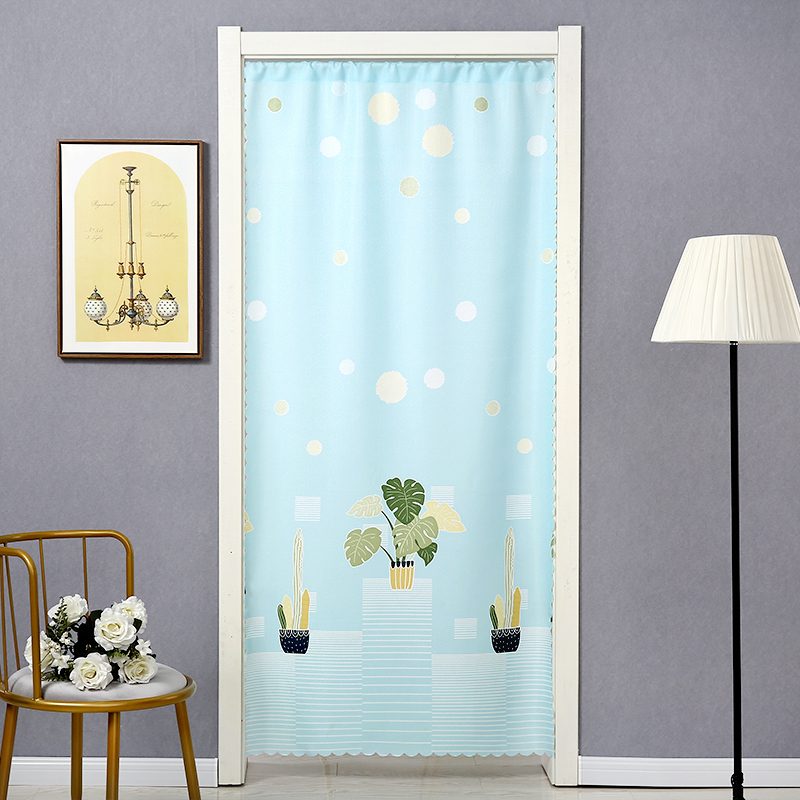 门帘布艺隔断帘四季家用装饰帘卧室客厅卫生间长帘布帘免打孔送杆