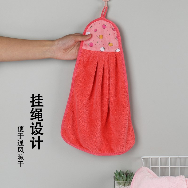 厨房加厚加大不沾油不掉毛吸水抹布 家务可挂珊瑚绒清洁布擦手巾