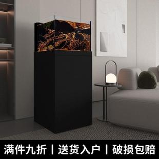 鱼缸底滤小方缸金晶超白玻璃家用底柜铝合金海水溪流溢流缸水族箱