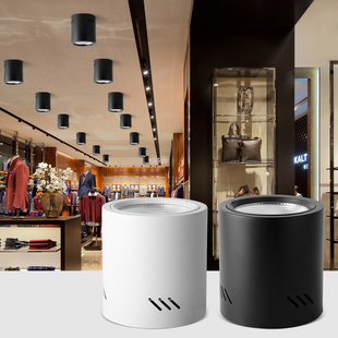 明装 大射灯4寸5寸6寸8寸圆柱形COB筒灯饭店大厅办公楼走道吸顶灯