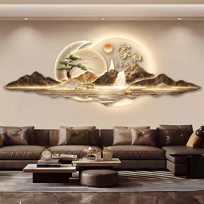 新中式客厅装饰画大气沙发背景墙挂画轻奢高级感2024新款山水壁画,家居饰品,氛围画/灯画,淘宝优惠券,粉丝福利购,淘宝优惠卷