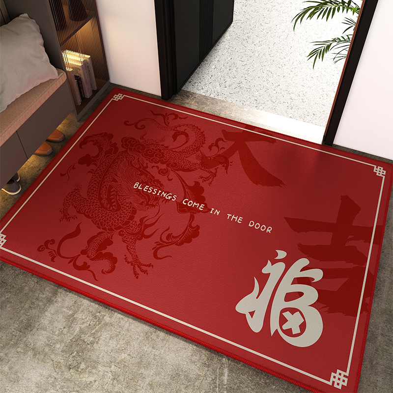 高级感进门地垫入户门垫门口防滑耐脏红色脚垫耐磨除尘玄关地毯
