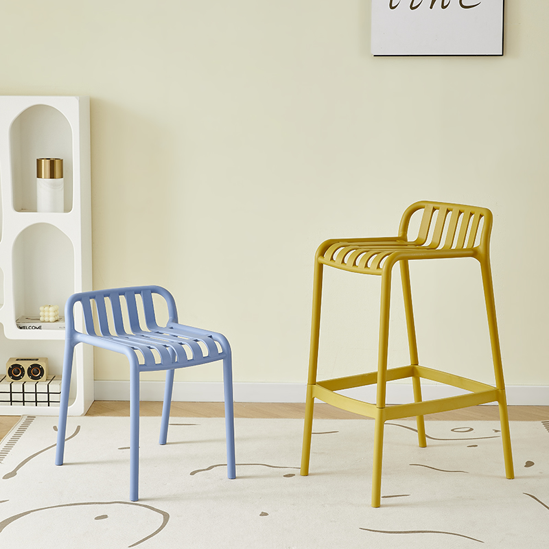 简约酒吧椅子吧台椅塑料加厚高脚凳KTV吧凳家用靠背吧椅户外高凳