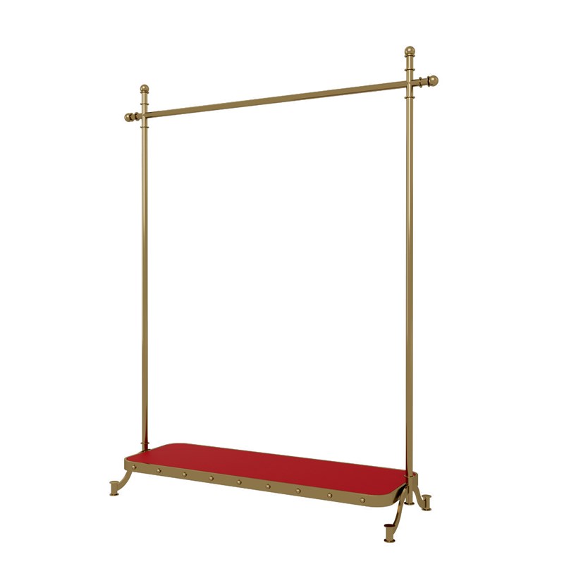 国潮服装店展示架不锈钢钛金落地挂衣架带轮子陈列架天鹅绒中岛架