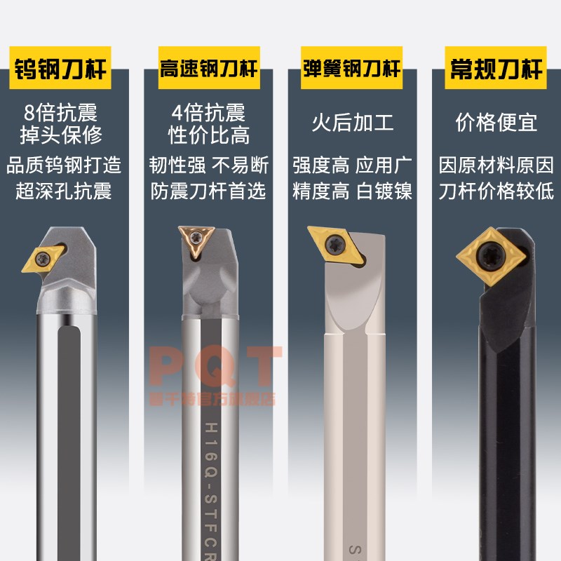 PQT数控钨钢刀杆抗震整体合金内冷出水镗刀 E16Q-C12M-STFCR11/09