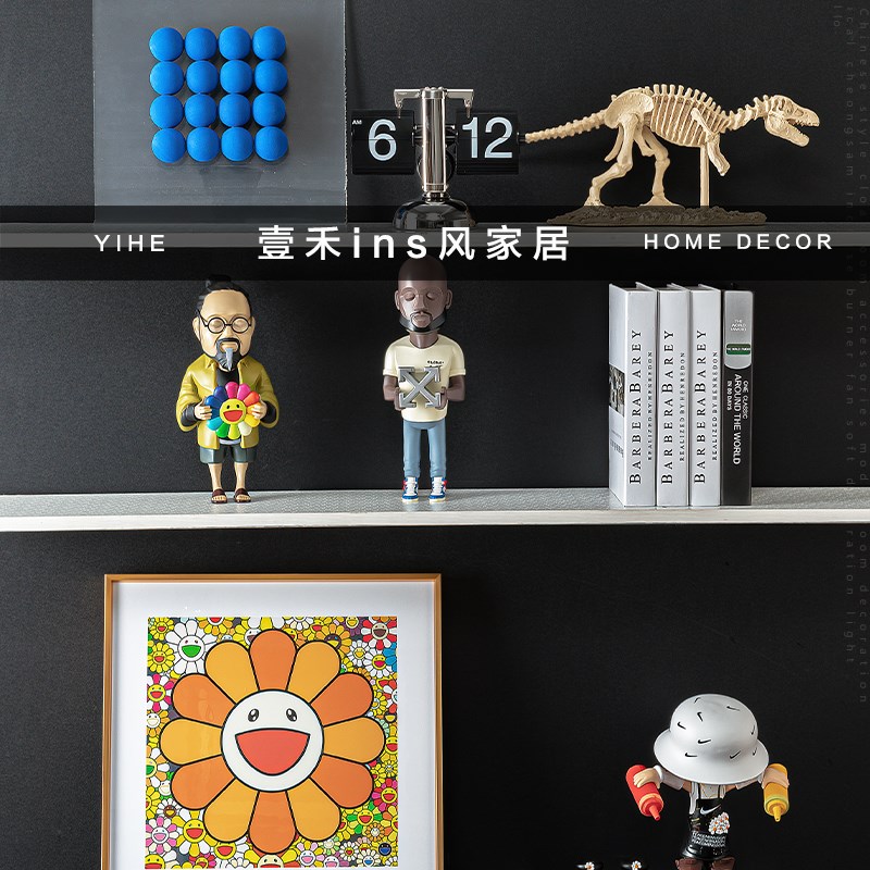样板间客厅饰品主持人手办摆件电视机柜恐龙创意日历装饰画摆件